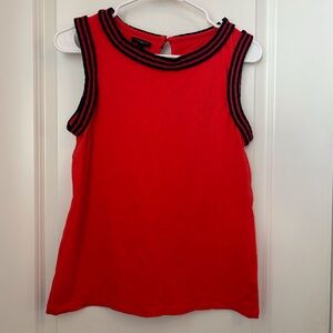 Talbots Red Sleeveless Top with Black Trim medium Petite